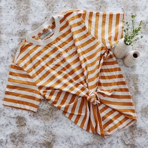 Vintage Style GUESS White & Gold Stripe Tee